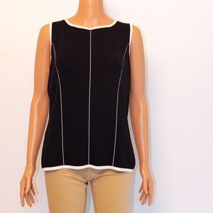 Contrast Detail Black Knit Sleeveless Blouse | Grace Dane Lewis | Size L